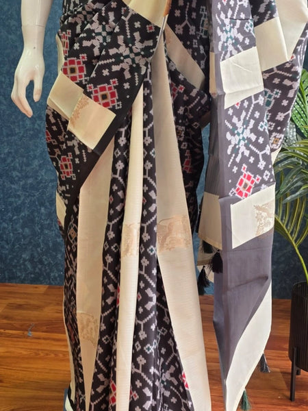 Patola Black Viscose Saree