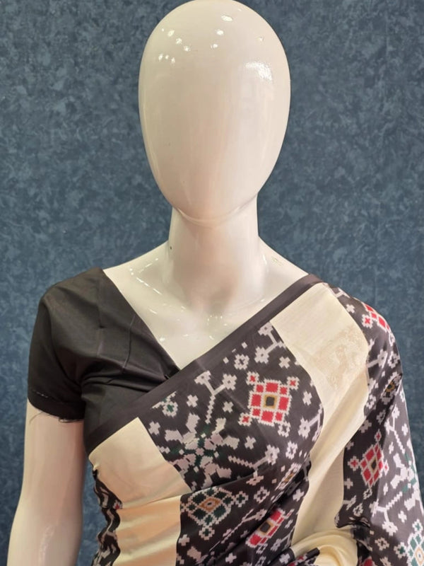 Patola Black Viscose Saree