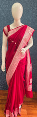 Pure Banarasi khaddi  chiffon - Maroon