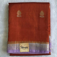 Tata Copper Rust Orange Semi Silk Saree