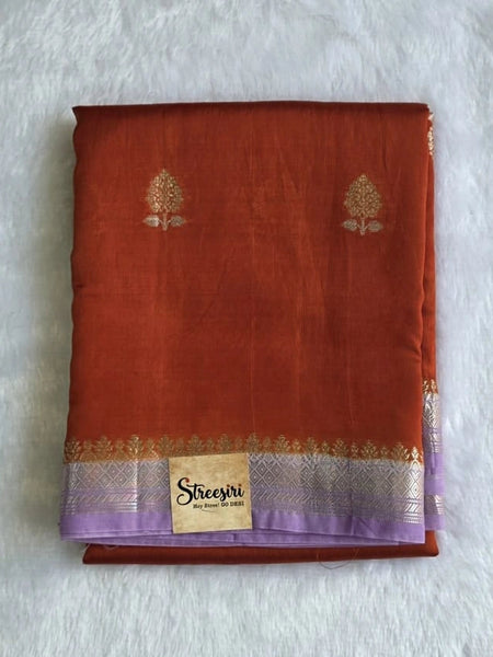 Tata Copper Rust Orange Semi Silk Saree
