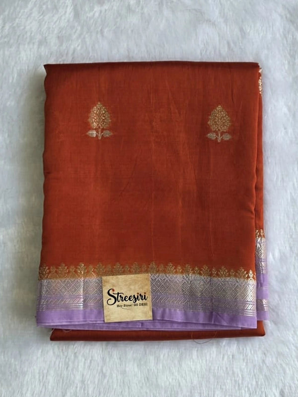 Tata Copper Rust Orange Semi Silk Saree