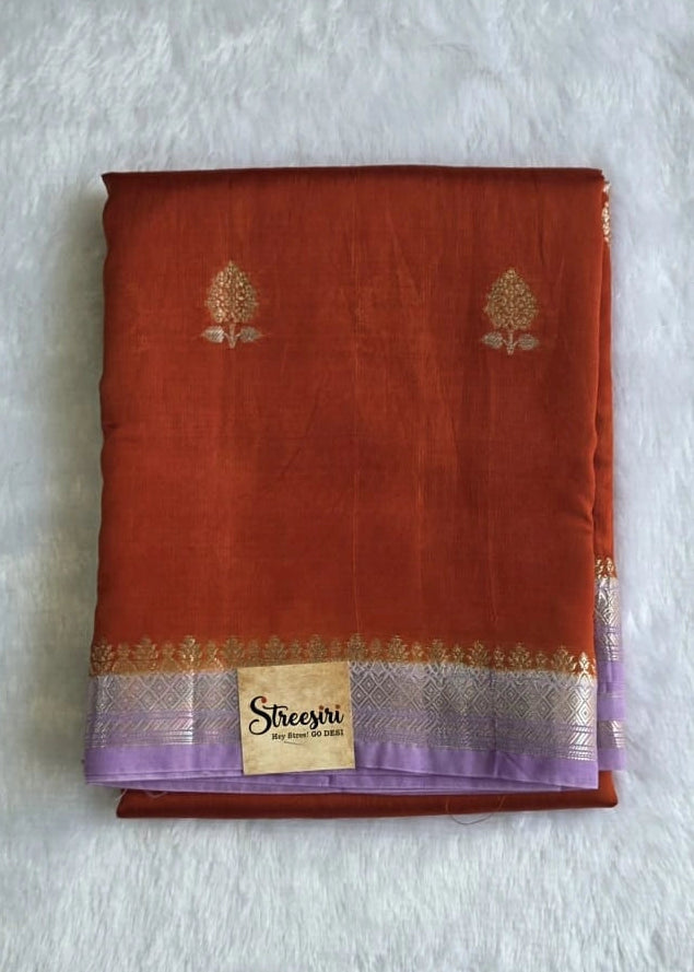 Tata Copper Rust Orange Semi Silk Saree