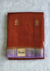 Tata Copper Rust Orange Semi Silk Saree