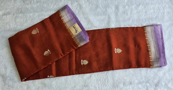 Tata Copper Rust Orange Semi Silk Saree