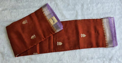 Tata Copper Rust Orange Semi Silk Saree