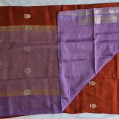 Tata Copper Rust Orange Semi Silk Saree