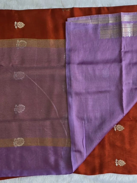 Tata Copper Rust Orange Semi Silk Saree