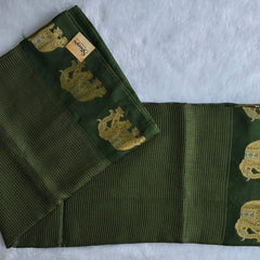 Russaian Green Semi Silk Saree