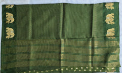 Russaian Green Semi Silk Saree