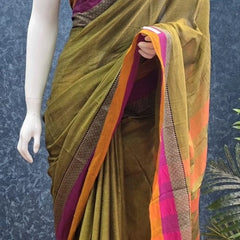Avani Border Cotton Mehandi Green