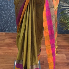 Dual colour  Border Cotton Saree