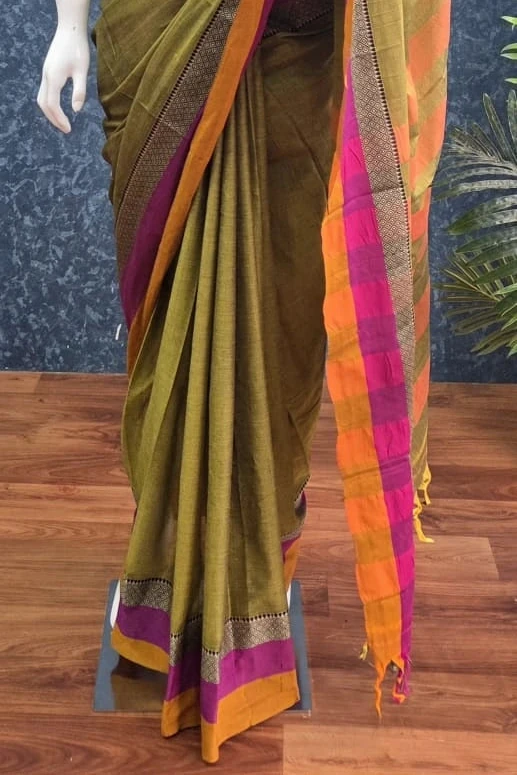 Dual colour  Border Cotton Saree