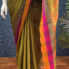 Dual colour  Border Cotton Saree