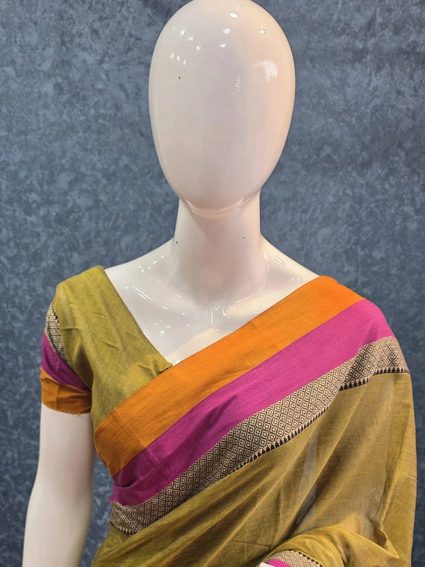 Dual colour  Border Cotton Saree