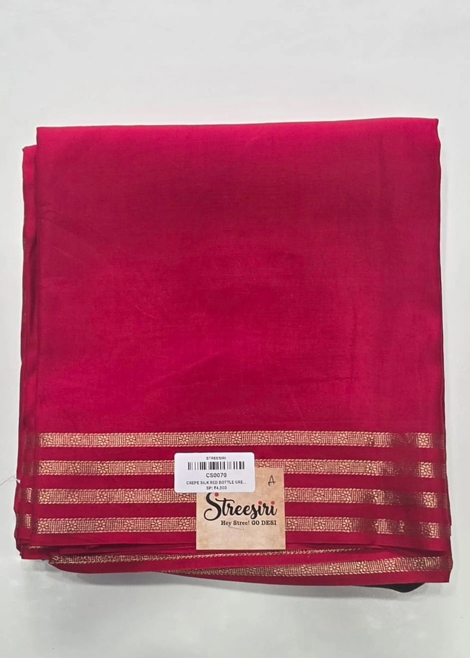 Crepe Silk Red Bottle Green