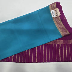 Pure Mysore Blue Magenta Crepe Silk Saree