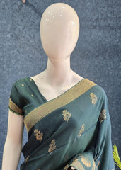 Crushed Tussar Dark Green