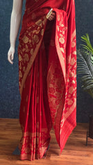 Crushed Tussar Brick Red