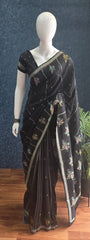 Tussar Silk Flower Black