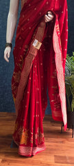 Tussar Silk Maroon Red