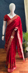 Tussar Silk Maroon Red