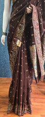 Tussar Silk Butta Dark Brown