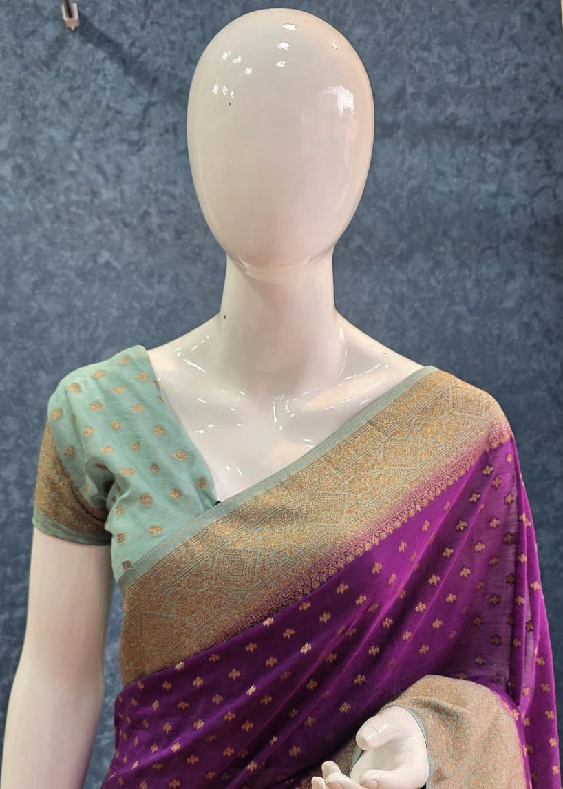 Coco Silk Contrast Purple Aqua Blue