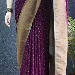 Contrast Purple Aqua Blue Semi Silk Saree