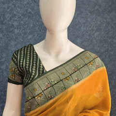 Contrast Mustard Green Paithani Saree