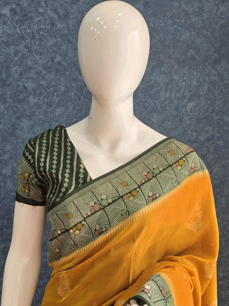 Contrast Mustard Green Paithani Saree