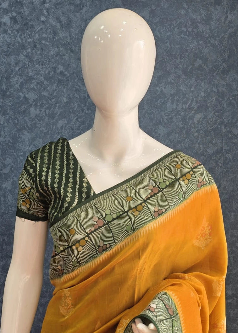 Paithani Mustard Green