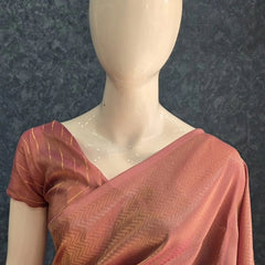 Brocade Rose Pink Tissue Saree