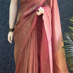 Brocade Rose Pink Tissue Saree