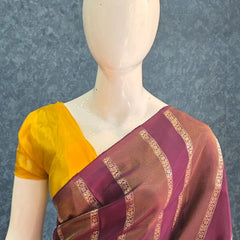 Contrast Purple Yellow Viscose Saree