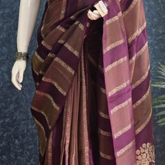Contrast Purple Yellow Viscose Saree