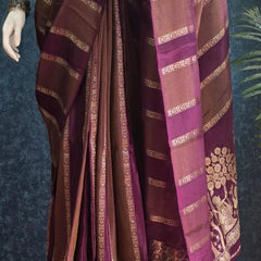 Contrast Purple Yellow Viscose Saree