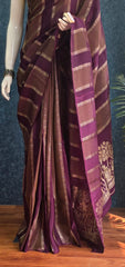 Contrast Purple Yellow Viscose Saree