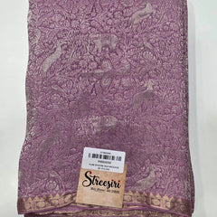 Brocade Lavender Pure Crepe Silk Saree