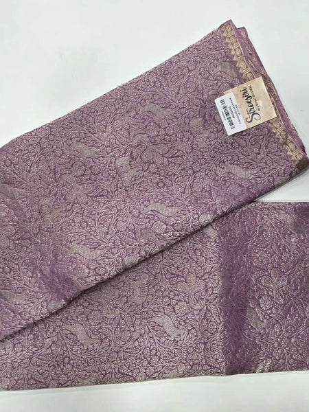 Brocade Lavender Pure Crepe Silk Saree