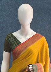 Pure Banarsi Mustard Red Green