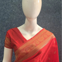 Pani Self Red Semi Silk Saree