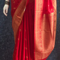 Pani Self Red Semi Silk Saree