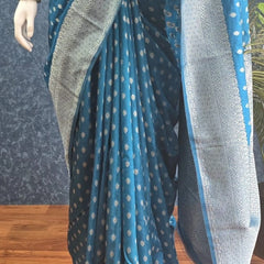 Antique Self Blue Raw Silk Saree