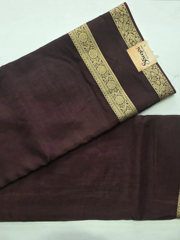 Crepe Dark Brown Viscose Saree