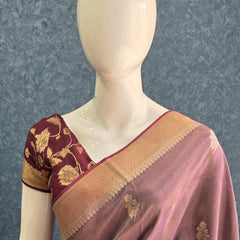 Floral Lavender Purple Tissue saree