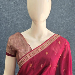 Brocade Blouse Magenta Paithani Silk Saree