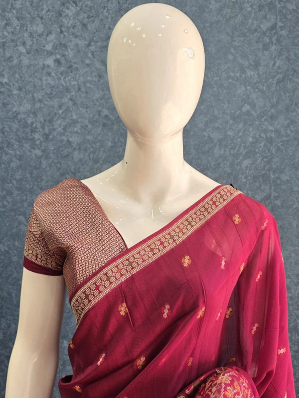 Brocade Blouse Magenta Paithani Silk Saree