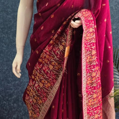 Brocade Blouse Magenta Paithani Silk Saree