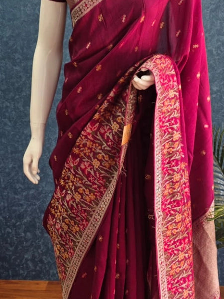 Brocade Blouse Magenta Paithani Silk Saree